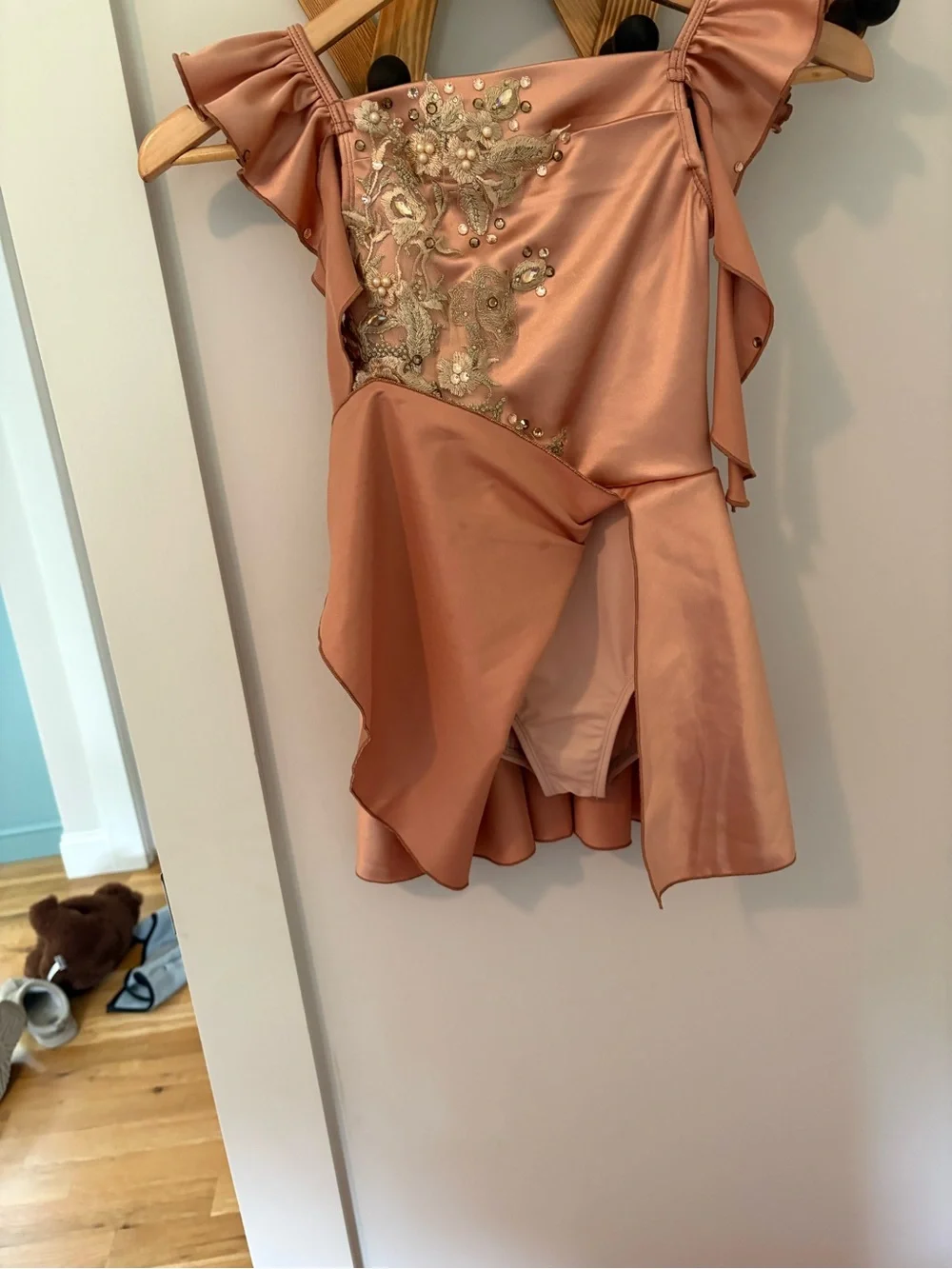 Girls Dusty Rose Floral Embellished Formal Dress
